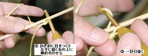 作り目、一目ゴムの作り目